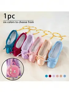 Handmade Ballet Shoe Charm Keychain, Satin Mini Shoes, 6 Colors Available, Fashion Accessory, Personalized Gift, Bag Pendant, Travel Accessories, Keychain for Bags