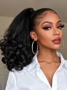 Women's Synthetic Yaki Texture Drawstring Ponytail Hairpiece, Durable & Stylish Design, Perfect for Daily Use