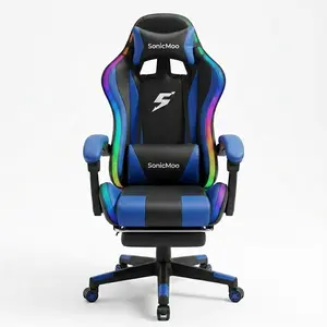 Video Game Chair Ergonomic Swivel Seat with Headrest Footrest and Lumbar Support
