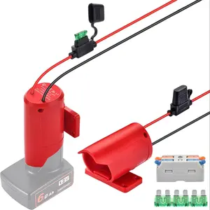 Upgraded Milwaukee M12 12V Li-ion Battery Converter - DIY Power Adapter for External Use, Easy Install, with  14 Gauge Heat-Resistant Wire & Fuses & Wire Terminals, Lithium Ion Replacement