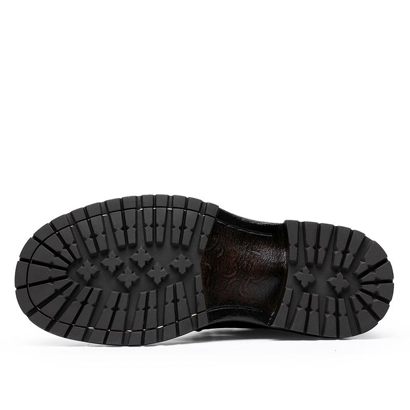 DESAI Leather Ankle Boots Calfskin Men's Classic Soft Handmade lace-up Dress Boot for Motorbike Hiking Walking Footwear Closed Round Toe Winter Fur Shoe Botas Para Hombres DS6319H