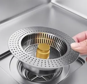 3 in 1 Kitchen Sink Drain Strainer,Stainless Steel Sink Stopper, Anti-cloggingDrainage Odor Filter Sink Plug for US Standard 31/2 Inch Drain, Home Goods tool-free installation