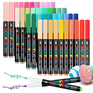 12/24/36/48/60/80 Colors Brush Tip Direct liquid Acrylic Marker Pen Professional Art Drawing Marker Pen Acrylic Paint Pen For Wood, Rock, Canvas, Glass, Ceramics, Diy, Graffiti, School Supplies Christmas, Halloween And New Year Gifts