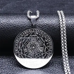 [Pendant-01]Seven Archangels Amulet Stainless Steel Necklaces Men Seal of Solomon Talisman Necklace Protection Jewelry collar hombre