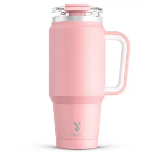 Meoky 32oz Tumbler Colorful Vacuum Flask with Handle, Large Capacity Leak-proof Stainless Steel Travel Bottle with Inner Straw & Straw Mouth, Portable Drinkware Stylish Flasks, Bottle for Car Home Office, Leakproof Insulated Tumbler