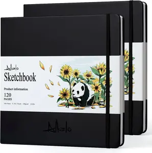 Square Sketchbook for Drawing, 120 Pages Sketch Book, 122LB/180GSM Thick Paper, Mixed Media Sketchbook for Charcoal Pencil, Inks Pen, Colored Pencil, Acrylic Marker, Oil Pastel