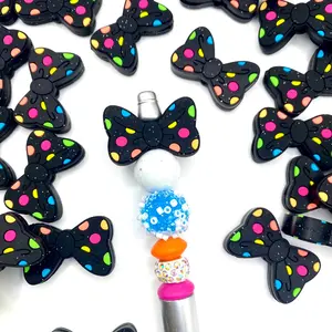 1pc I Rock A Lot Of Polka Dots Silicone Focal Beads - Bows Craft Beading DIY Hair Bow silicone bead