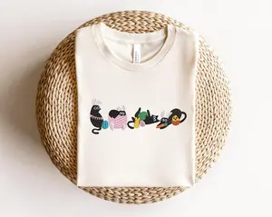 Embroidered Happy Easter Black Cat Sweatshirt, Embroidery Bunny Kitten Shirt, Black Cat Lover Shirt, Easter Cat Mom, Funny Easter Shirt
