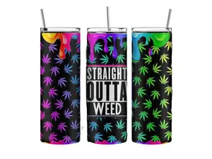 Straight Outta 420 20oz Stainless Steel Tumbler Cup with Splash-Free Lid, Metal Straw and Cleaning Brush Drinkware Flasks