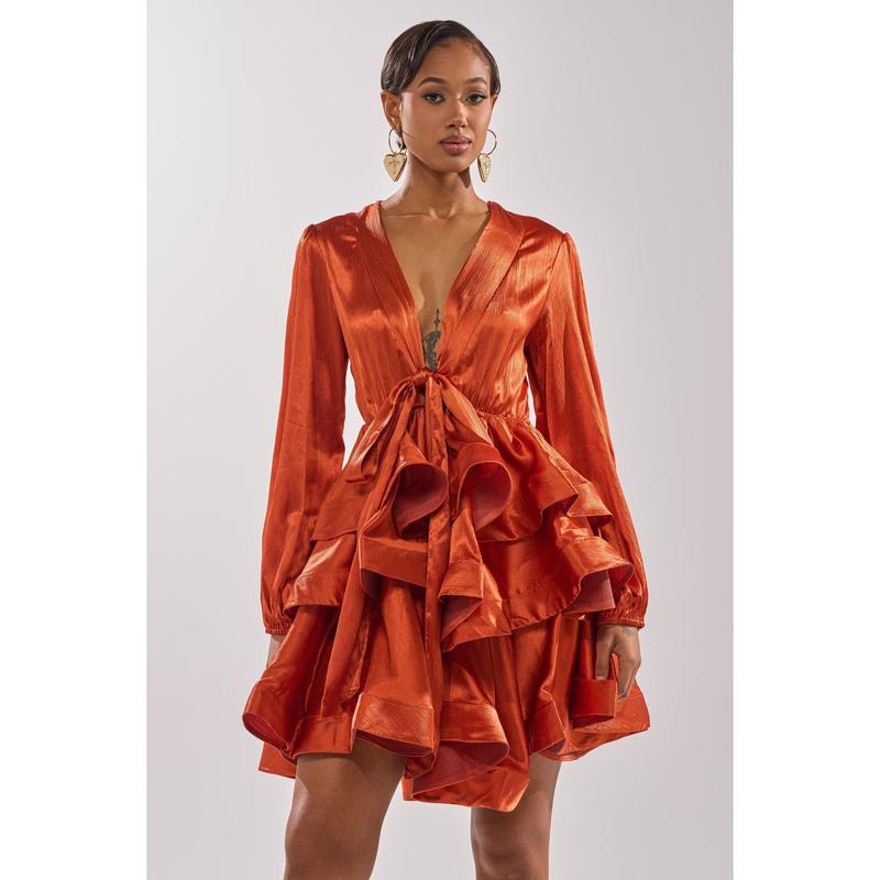 ARIANA SATIN RUFFLED MINI DRESS