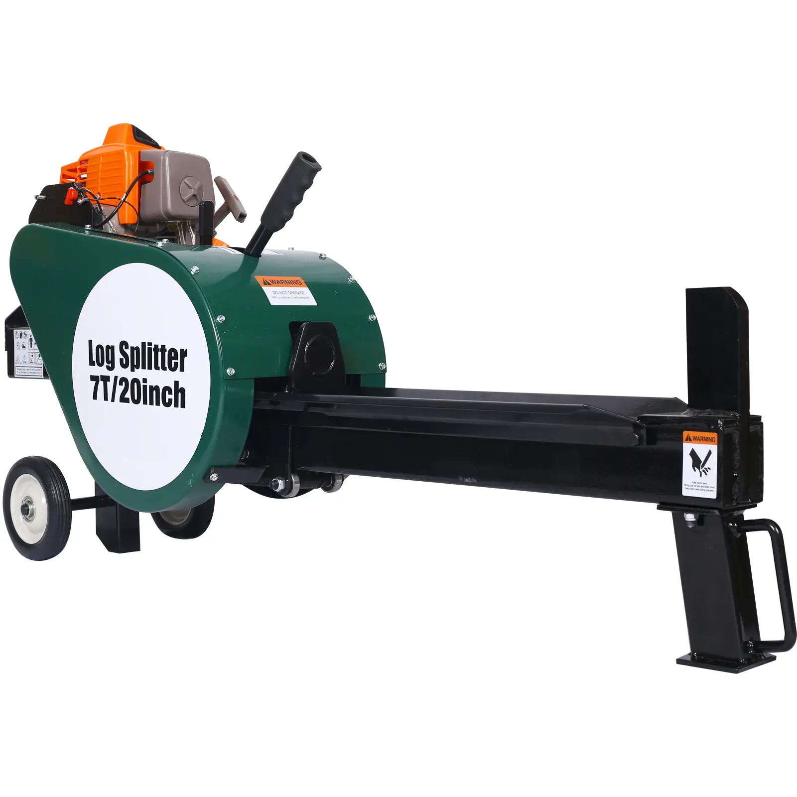 Hdmw Double Flywheel Electric Log Splitter 7-Ton Compact Horizontal Gas Log Splitter with Auto Return 20in,portable  63cc engine firewood splitting forestry harvesting