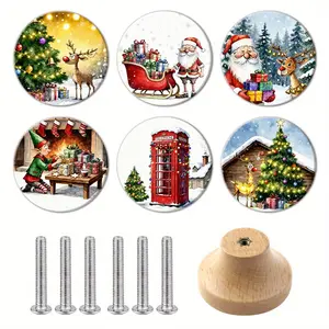 6PCS Round Nightstand Drawer Knobs, Furniture and Wardrobe Door Handles, Versatile Furniture Drawer Knobs, And Wooden Single Hole Drawer Knobs Are Also Available. Perfect Gift for Parents