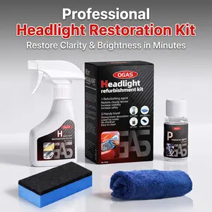 Car Headlight Restoration Kit(180ML Cleaning Solution + 10ML Crystal Coating, with Sponge and Towel), Removes Oxidation & Yellowing, Enhances Brightness, No Sanding or Polishing Needed
