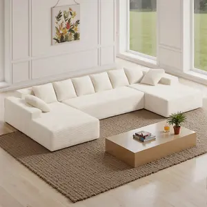 131'' U Shaped Sectional Couches with Chaise Lounge, No Assembly Required Deep Seat Modular Cloud Sofa for Living Room 1PCS, Bedroom