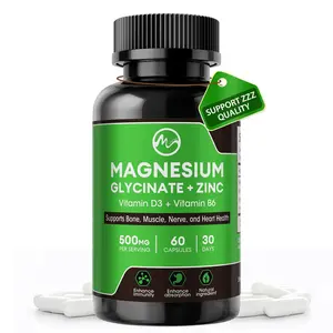 Magnesium Glycinate Capsules, Magnesium Glycinate Supplement with Zinc, Vitamin D3 & B6 - 60 Capsules
