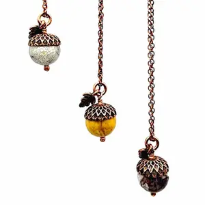 Crazy Lace Agate Acorn Necklace