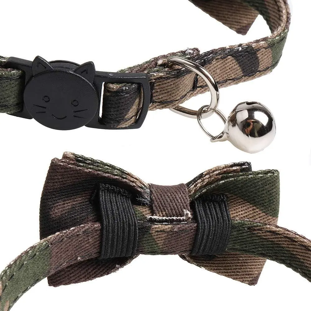 Cat Collar Bowtie with Bell, Quick Release Buckle Safety and Durable Kitties Kittens Cats Breakaway Collar(6.8-10.8in) (Camouflage 2) Cat Collar Bowtie with Bell, Quick Release Buckle Safety and Durable Kitties Kittens Cats Breakaway Collar(6.8-10.8in) (Camouflage 2)