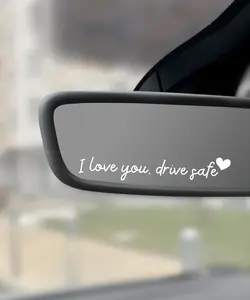 4 count  Stickers, , Accessories Vinyl Rearview Mirror Decal Decor,Auto Stickers and ,Self Affirmations Decal,Cute Auto  for Women (White, I Love You Drive Safe)