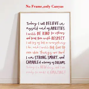 Inspirational Quote Wall Art Poster, Positive Affirmations Canvas Print, Unframed Unique Creative Decor for Living Room & Bedroom, Modern Home Decor