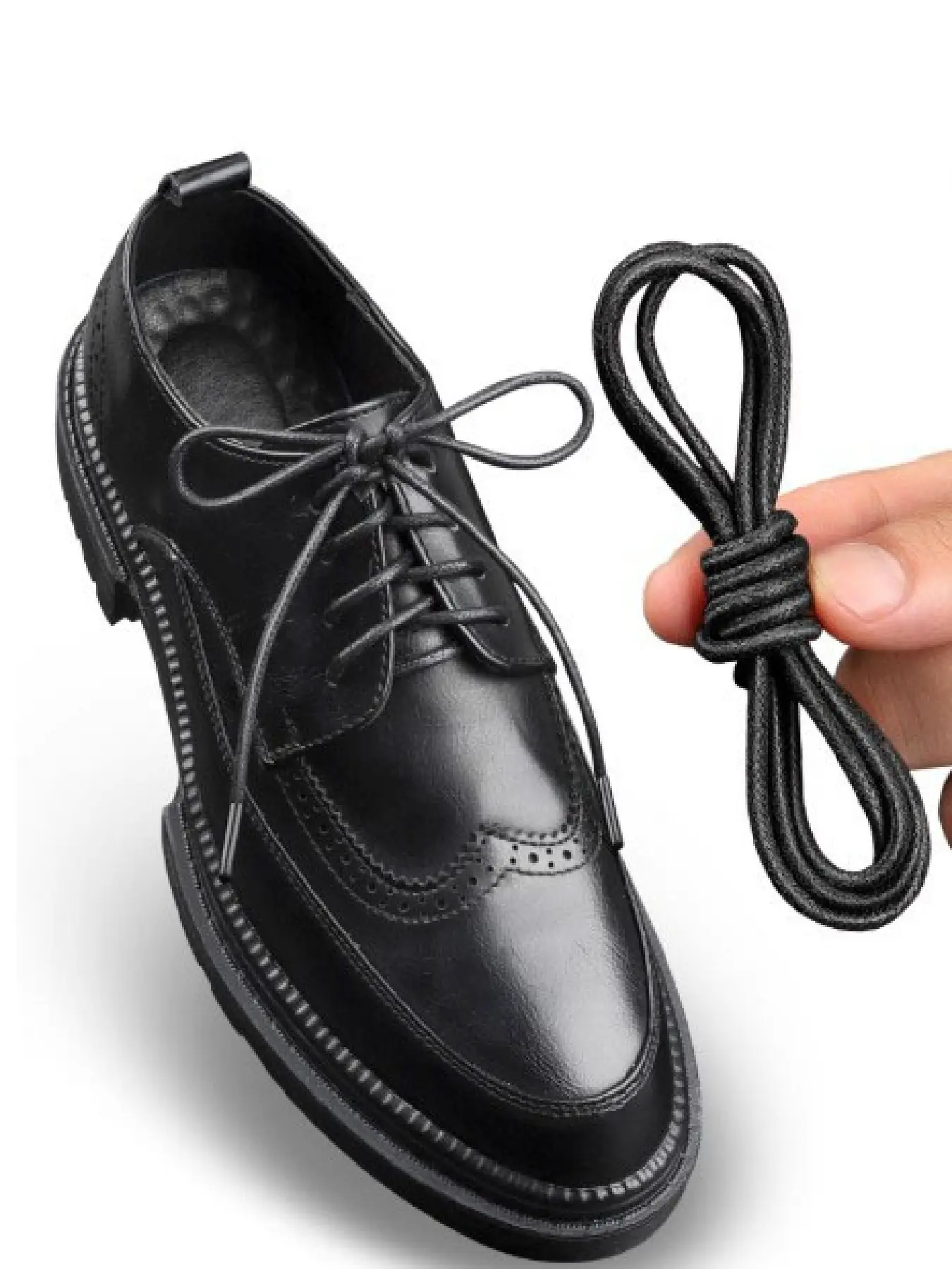Men's Boots Wax Shoelaces, Bootlace Lace Up, Round Toe Business Casual Leather Shoe Laces, Long Short British Style Boot Straps