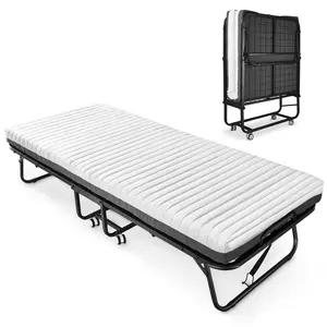 Folding Bed with Mattress Included Memory Foam, Portable Roll Away Adult Bed for Guest, Fold Up Soft Cot Size Bed, 75"L*46"W