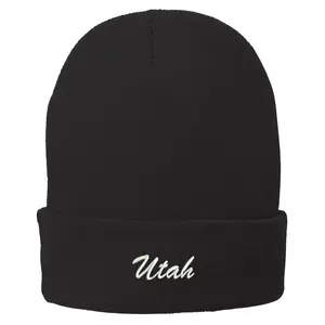 Trendy Apparel Shop Utah Embroidered Winter Folded Long Beanie