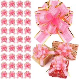36 count Valentine Day Pull Bows 6 Inch  Wrapping Bow for Baskets Large Ribbon Packaging Bows for Holiday Crafts Presents  Birthday Wedding Anniversary Party Decorations()