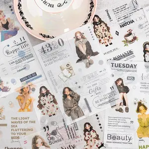 Vintage Girl Pattern Sticker Book, 10 Sheets/book Scrapbooking & Journal Making Material Paper, DIY Decorative Sticker for Stationery & Computer & Water Bottle, Sticker Packs