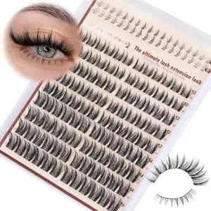 Wispy Lash Clusters Natural Eyelash Clusters Naturales Spiky Manga Lash Extensions C Curly Individual Lashes 10-16mm with Bottom Lashes Clusters DIY Lash at Home