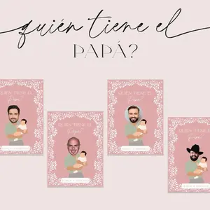 Pink Cielito Lindo Mexican White Talavera Inspired Baby Shower Quién Tiene El Papá Funny Dad Card Couple Party Cards Bilingual Cards Tearable Greeting Cards Di Card Set