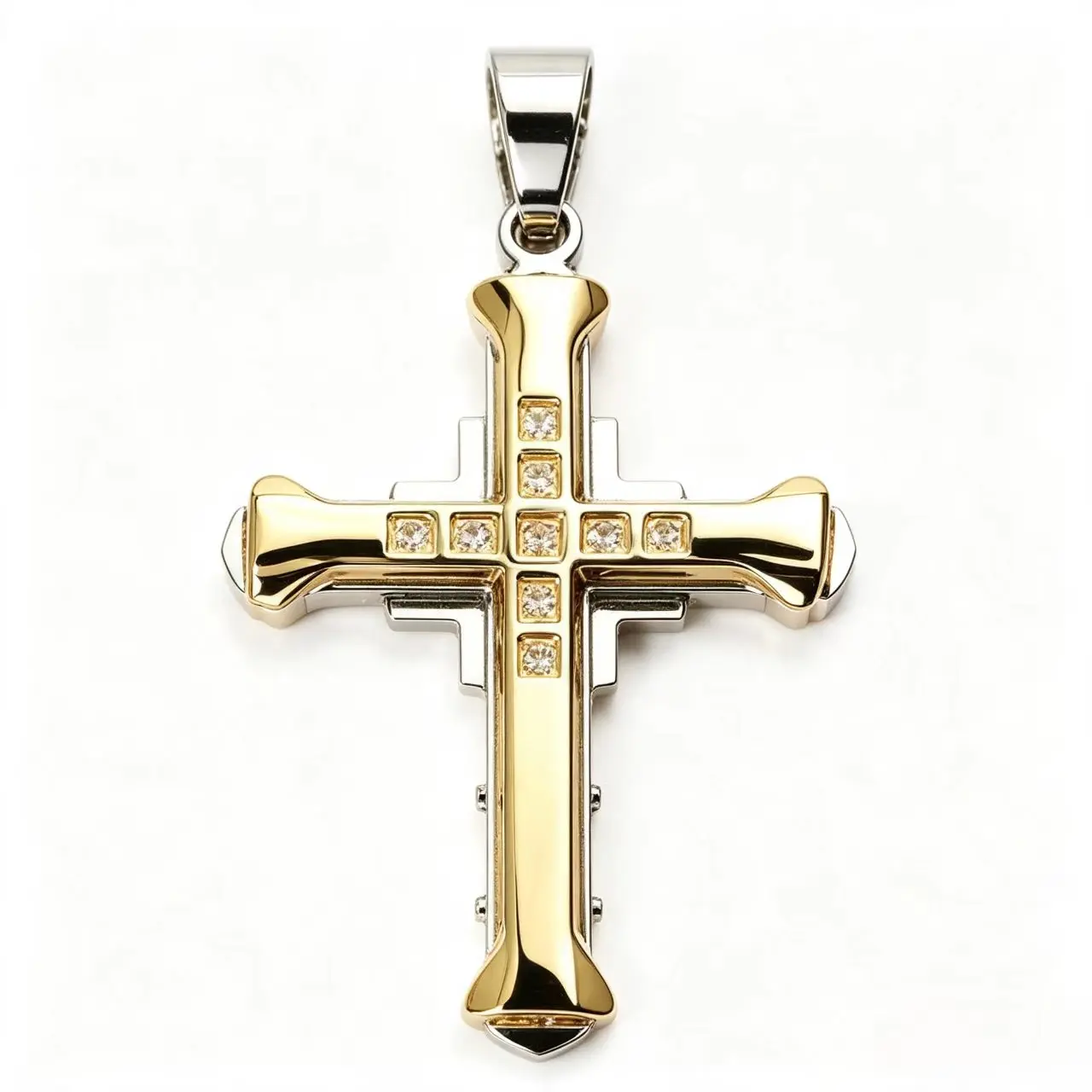 Cross Pendant Gold Diamond Necklace with Male-Female Pendants, Polished Metal Surface, Sparkling Crystals, Bold Look Party Wear Gift, 10 Options Non-Slip Handle Surprise Pack for Christmas & Back-to-School Students screwdriver roses glitter red