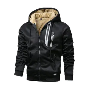 Black Zip-Up Hoodie with Sherpa Lining - Medium Size - Cool Design for Autumn Wear - Warm & Comfortable for Chilly Days Fabric Menswear fall outfits streetwear hood jacket
