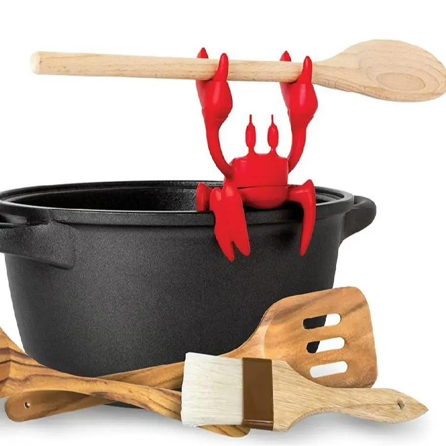 Creative Crab Design Silicone Pot Holder, 1 Count Heat Resistant Pot Holder, Non-slip Spoon Rest Kitchen Cooking Accessories for Home Use, Dinnerware,