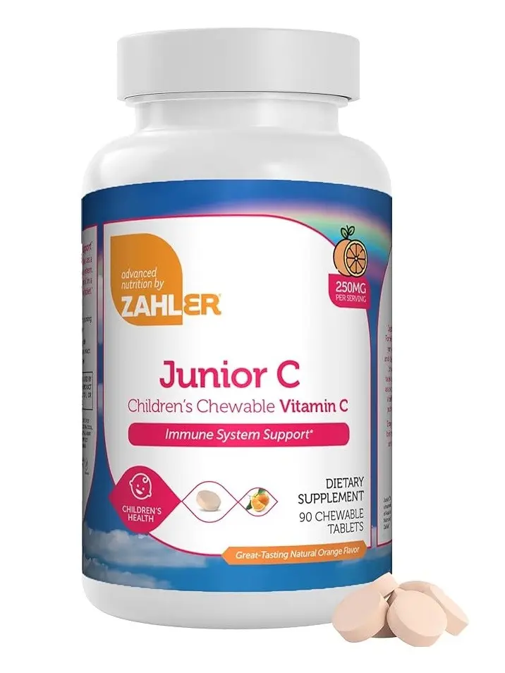 Zahler Junior C Advanced Chewable Vitamin C for Kids - 250mg Immune Support Tablets in Delicious Orange Flavor - Kosher & Non-GMO - 90 Count