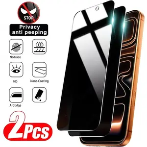 2 Pcs Privacy Screen Protector Tempered Glass for iPhone 17 Pro Max 17 Pro 17E 16 Plus 15 Pro Max 14 13 12 12 Pro Full Cover Anti Scratch Anti-Spy Tempered Glass with Drop Protection