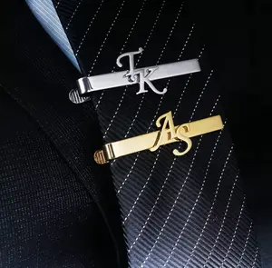 Custom Initial Tie Clip for Men – Personalized Monogram Tie Bar | Engraved Wedding Gift, Groomsmen, Business, Father’s Day Accessory