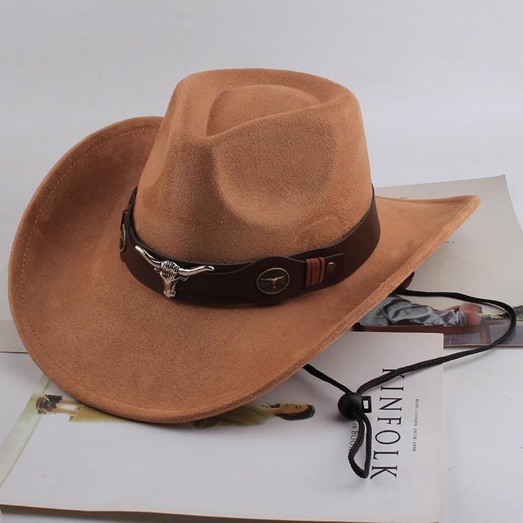 Jazz hat European and American fashion imitation leather velvet imitation wool felt hat neutral versatile top hat men's and women's cowboy hats big edge