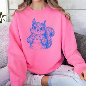 Squirrel Heart Hand Tone on Tone DTG Graphic Sweatshirt - Unisex Relaxed Fit Soft Print Sweatshirt