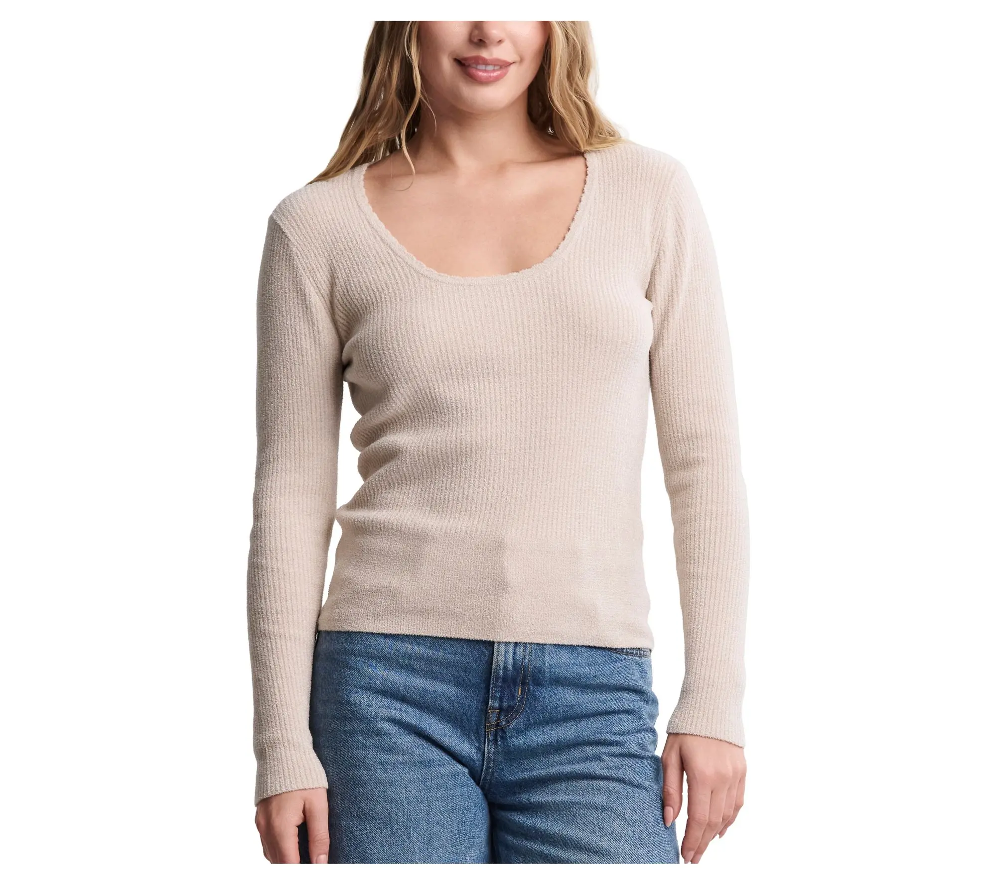 Barefoot Dreams CozyChic Ultra Lite Ribbed Scoop Neck Top