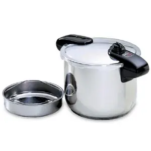 PRESTO 01370 8 Qt Stainless Steel-Aluminium Pressure Cooker with Cover, Multi-Function Cookware for Fast Cooking, Nutrient Retention, Steaming Pork (Steamer Capability)