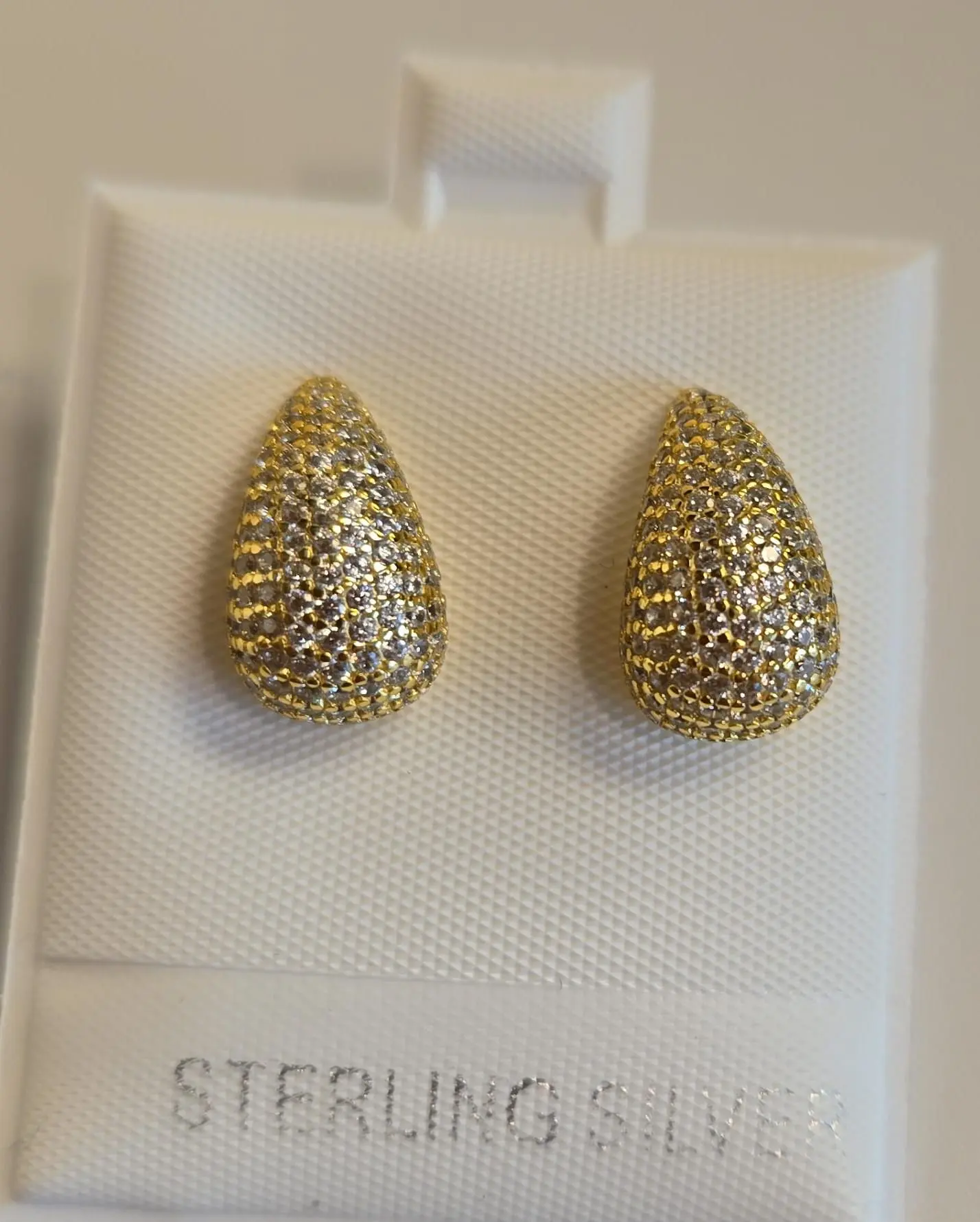 Gold Pave Teardrop Stud Earrings