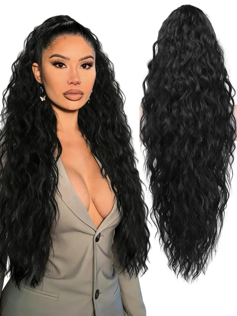30 Inch Synthetic Wavy Ponytail Extension with Claw Clip Natural Look 30 inch Claw Long Wavy Ponytail Extension Pony Tail Clip in  main image 2