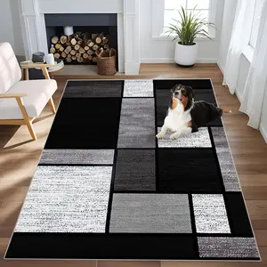 Modern Minimalist Style Area Rug, Geometric Graphic Rug, Non-slip Soft Floor Mat, Rectangle Home Decorative Carpet for Living Room Bedroom Kitchen Study Room