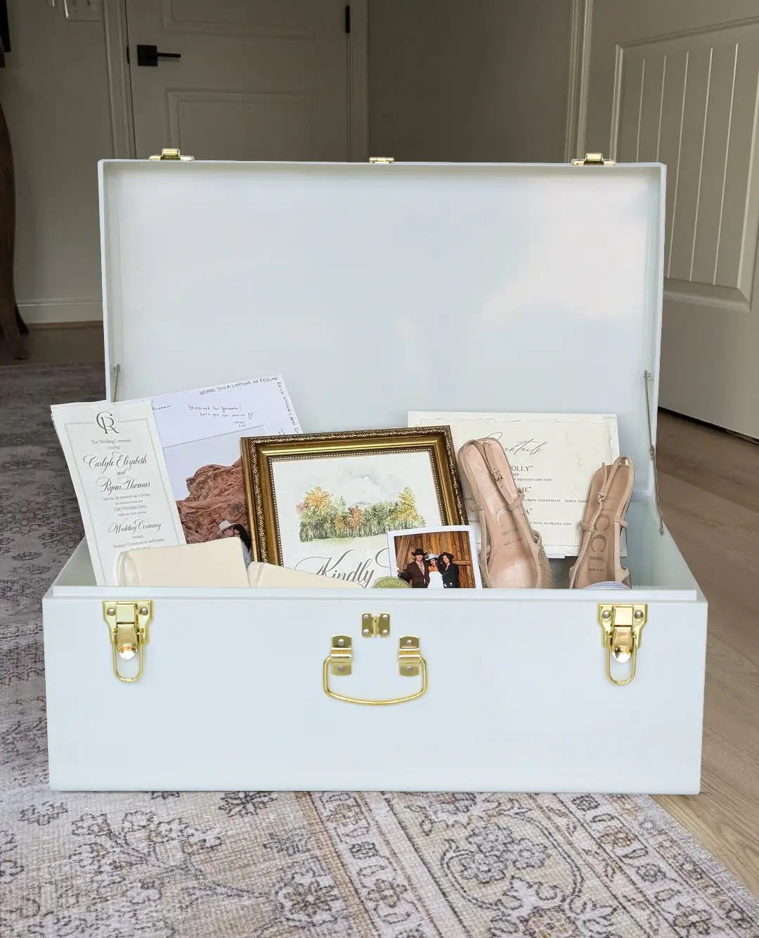 Elegant White Metal Storage Trunk Organiser Boxes