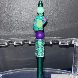 Sulley from Monsters Inc Glittered Green Pen with Purple Bead and Unique Design for Collectors