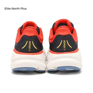 Vibrant Tri-Color Black Red Orange Chunky Dad Shoes, Breathable Knit Mesh Pillow Soft Thick Foam Sole Daily Street Casual Footwear
