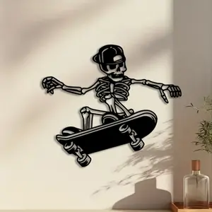 1pc Skateboard Metal Wall Art, Skateboard Statue Mural, Perfect for Boys Room Wall, Christmas Decor, Ideal Gift for Teenagers, Durable Metal