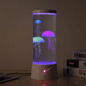 Portable Mini Round Jellyfish Lamp, Multipurpose 7 Color Changing Jellyfish Lava Lamp for Summer, Universal Desk Jellyfish Fish Tank Shaped Ambient Light, Fantasy Jellyfish Mood Lamp for Home & Office Use, Ideal Gift for Friend Lovers, Bedroom Decor