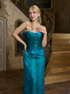 Velvet Eve Set-Women Corset&Skirt Womenswear masters graduation dress maxi dress summer outfits grad Blue dress for women elegant women's clothing vacation wedding guest dresses