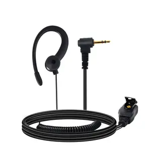 All Black Walkie Talkie Earpiece w MicPTT,C-Shape Ear Hooks Two Way Radio Headset Hands-Free Clear Communication Compatible with Talkabout Radios Heavy-Duty for Security, Restaurant, Warehouse & Outdoor Use